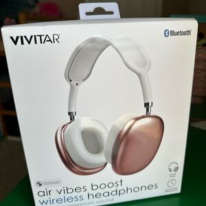 NIB Vivitar Air Vibes Boost Wireless Headphones in Rose Gold